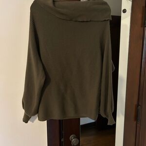 Zara Off-the-Shoulder Olive Sweater